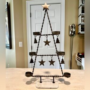 Fun metal Christmas tree tealight holder
